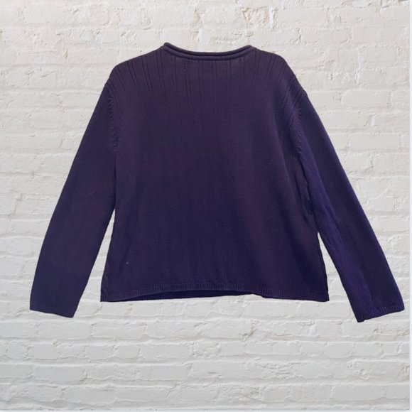 VINTAGE VILLAGER SPORT (LIZ CLAIBORNE) -- Sweater, Purple Cable Knit Long Sleeve - Picture 5 of 12